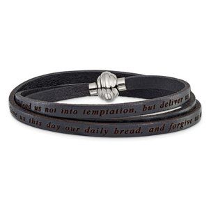 UNISEX Leather Bracelet Wrap Lord's Prayer